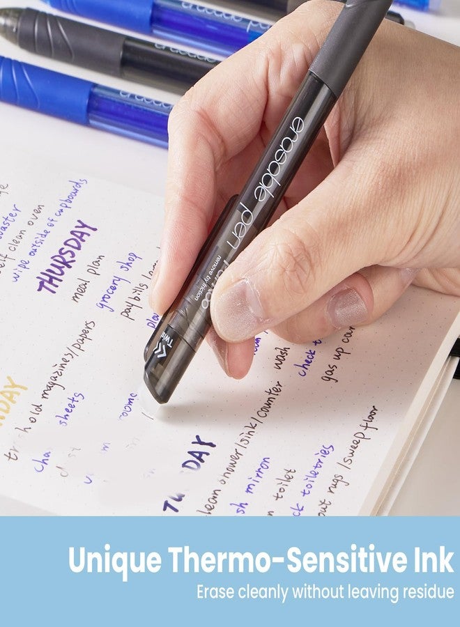 ParKoo Retractable Erasable Gel Pens 0.7mm, 6 Black/6 Blue Twist Pens Fine Point, Make Mistakes Disappear, Smooth Writing with Comfortable Grip for Journaling Drawing Note Taking - Image 4