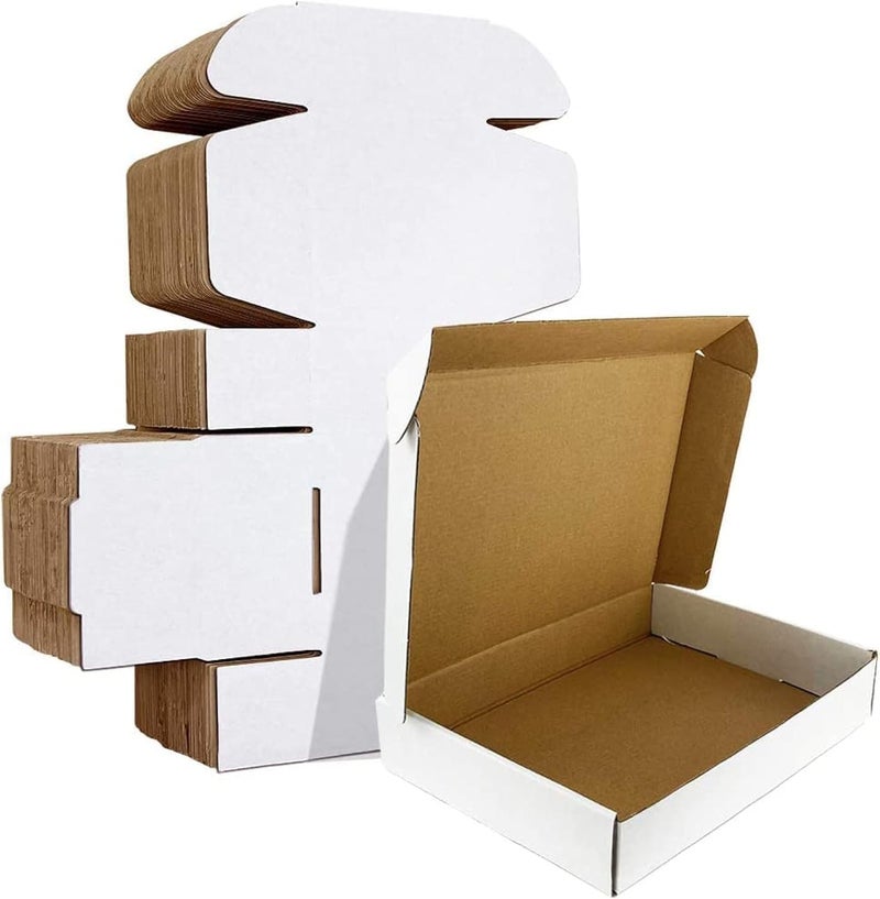 HORLIMER Pack of 25 Small Shipping Boxes, 280 x 204 x 51 mm Packaging Boxes with Lid for Goods Shipment, Gift Box, Folding Box, Postal Box (White) - Image 1