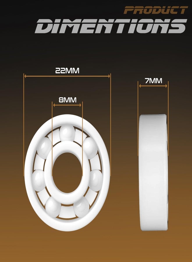 JASPO UltraSpin Full Ceramic Bearing, ABEC-9 Precision 8×22×7 mm, Ultra-Smooth, High-Speed Performance, Ideal for Inline-Roller Skates-Speed Skates-Skateboards - White - 9g Lightweight (Pack Of 4pc) - Image 4