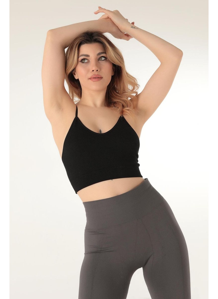 Miorre Thin Strap V-Neck Unsupported Ribbed Sports Bra  - Image 5