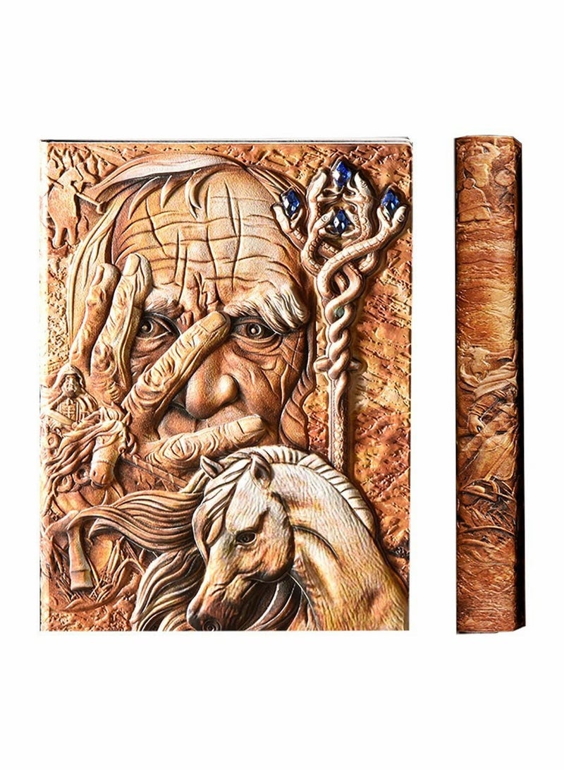 SYOSI Vintage Notebook Journal a5 Lined, Hardback Leather Notebook Embossed Handmade Travel Diary, 200 Ruled Pages Birthday Gift for Women Men Friend Kid Boy Girl, Colorful - Image 1