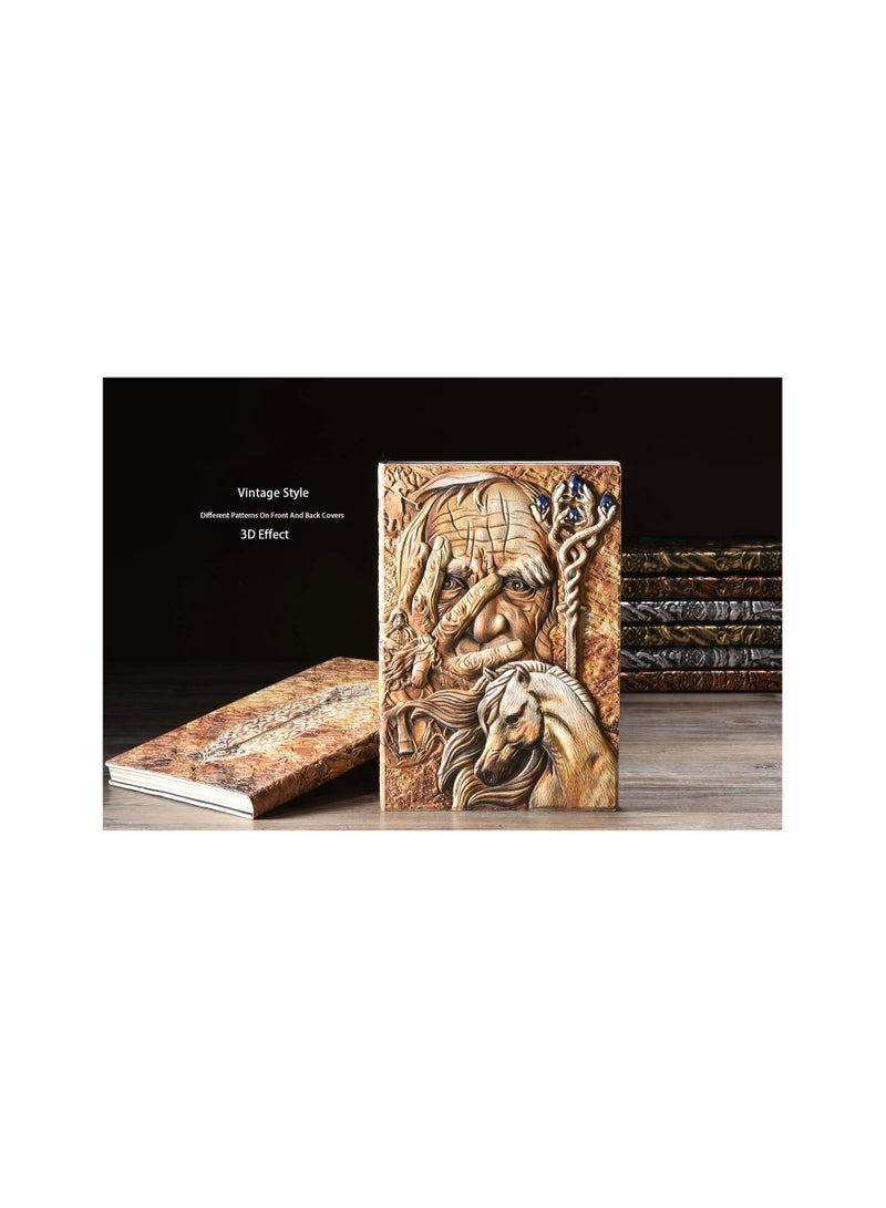 SYOSI Vintage Notebook Journal a5 Lined, Hardback Leather Notebook Embossed Handmade Travel Diary, 200 Ruled Pages Birthday Gift for Women Men Friend Kid Boy Girl, Colorful - Image 5