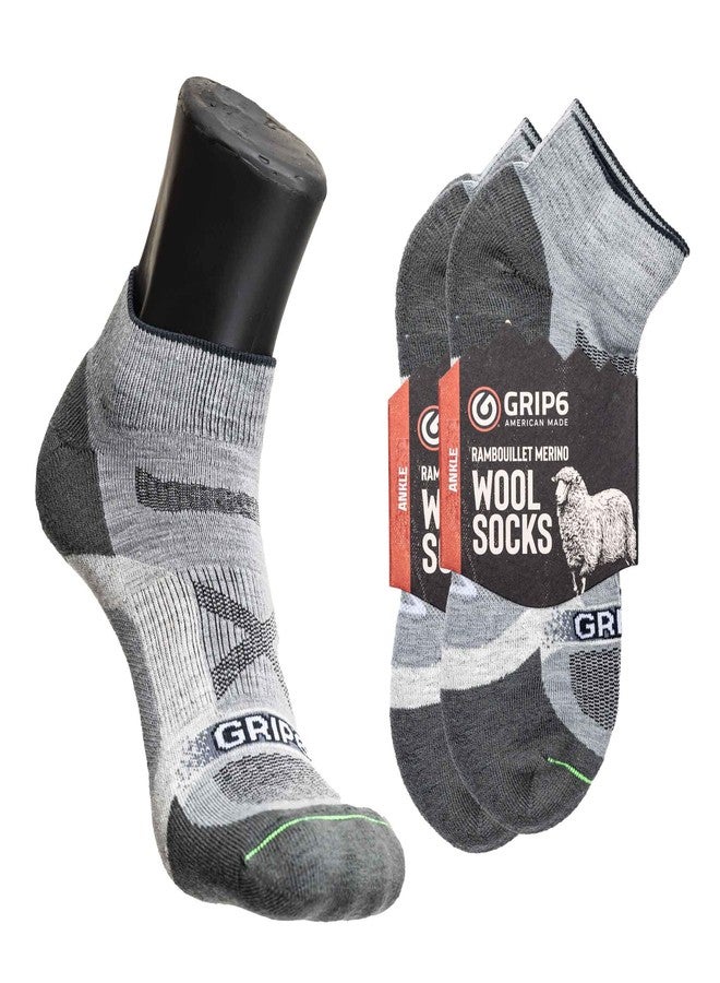 GRIP6 Wool Ankle Socks - Pack of 2 Small Merino Wool Socks Made in the USA - Lightweight Wool Hiking Socks - Warm Ankle Socks for Men and Women - Cold Weather Gear (Approach Grey) - Image 3
