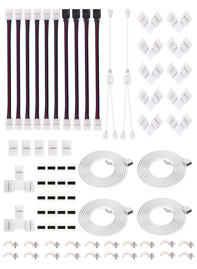 iCreating 4Pin RGB LED Strip Connector Kit - Include 5050 2 Way RGB Splitter Cable, 6.6feet RGB Extension Cable, RGB Controller Jumper, LED RGB Jumper, L and T Shape Connectors, Male Connector, LED Strip Clip - Image 1