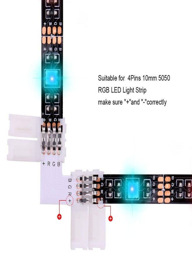 iCreating 4Pin RGB LED Strip Connector Kit - Include 5050 2 Way RGB Splitter Cable, 6.6feet RGB Extension Cable, RGB Controller Jumper, LED RGB Jumper, L and T Shape Connectors, Male Connector, LED Strip Clip - Image 5