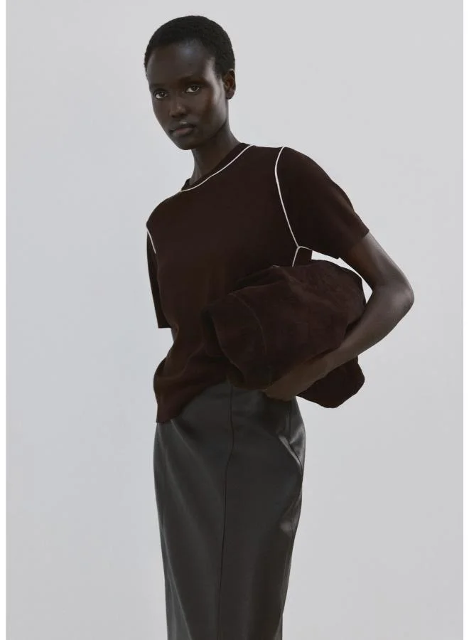 مانجو Fine knit sweater with contrasting stripes
