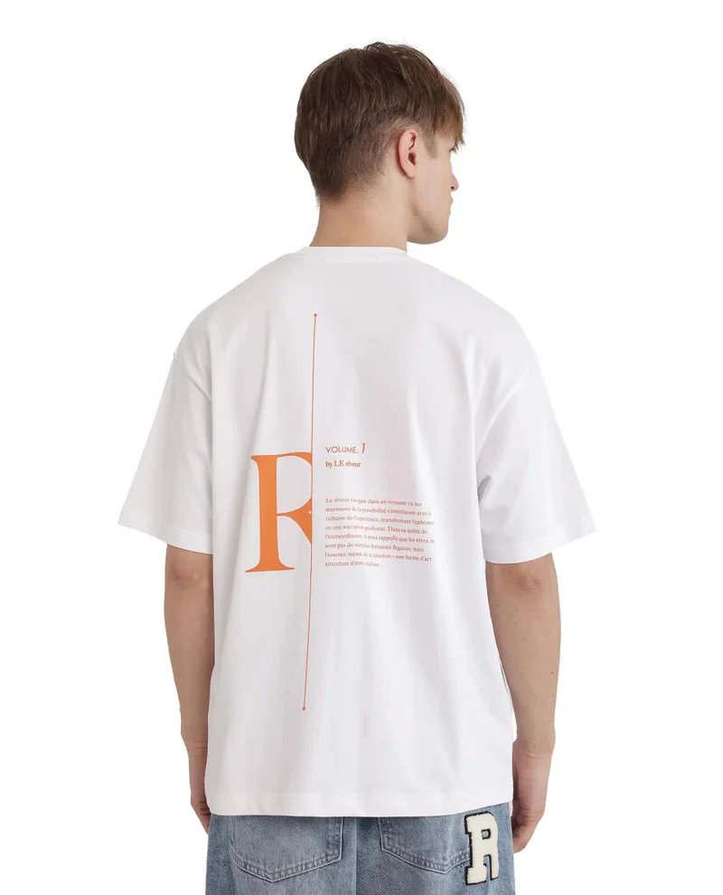 Rare Rabbit Men's Typography Back Print Oversized T-Shirt