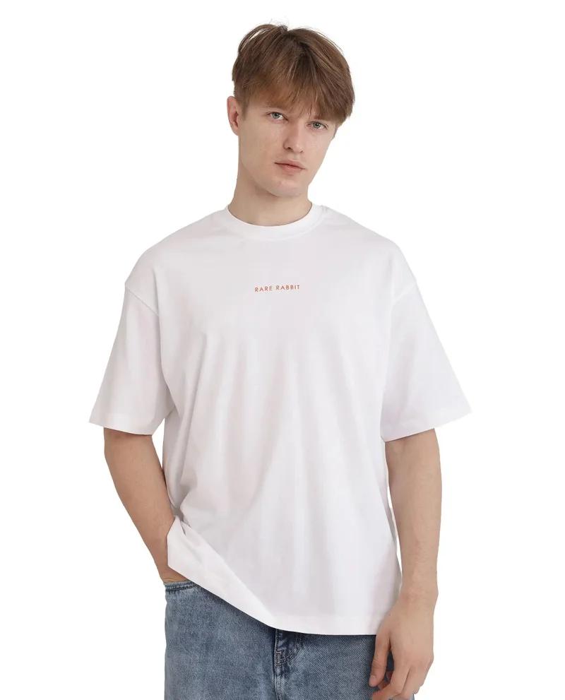Rare Rabbit Men's Typography Back Print Oversized T-Shirt