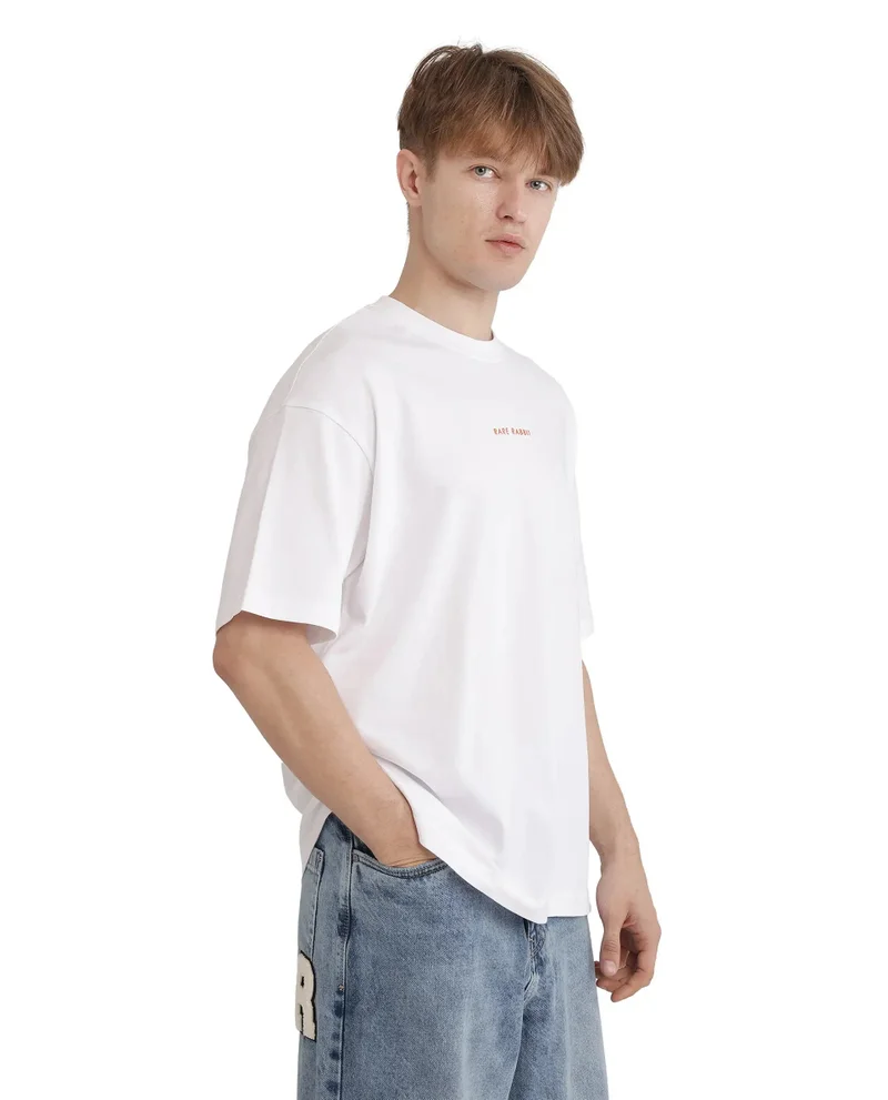 Rare Rabbit Men's Typography Back Print Oversized T-Shirt