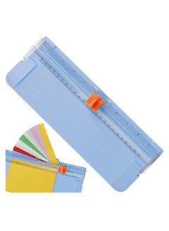 Paper Cutter A5 Paper Trimmer Titanium Scrapbooking Tool with Automatic Security Safeguard and Side Ruler for Paper Label Card Standard Cutting Blue