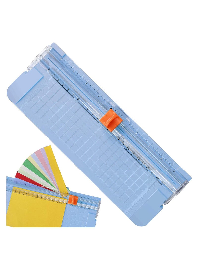 SYOSI - Paper Cutter A5 Paper Trimmer Titanium Scrapbooking Tool with Automatic Security Safeguard and Side Ruler for Paper Label Card Standard Cutting Blue - Image 1