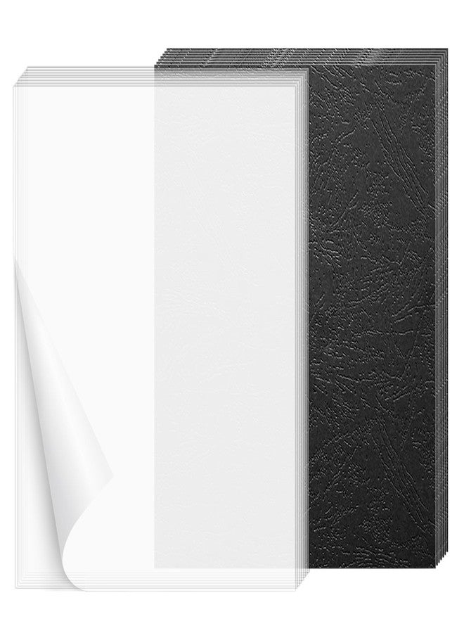 HOUYEE 100 Pack Binding Covers and Backs Set, 8.5x11 Inches, Including 50 Pcs 5 Mil Clear PVC Binding Covers, 50 Pcs 12 Mil Black Paper Leather Textured Binding Covers, Letter Size - Image 1