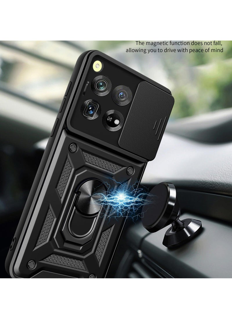 TEAM LUXURY OnePlus 12R 5G Case, Slide Camera Lens Cover + 360°Rotating Kickstand Ring + Support Magnetic Car Mount Shockproof Mobile Phone Case  - Image 2