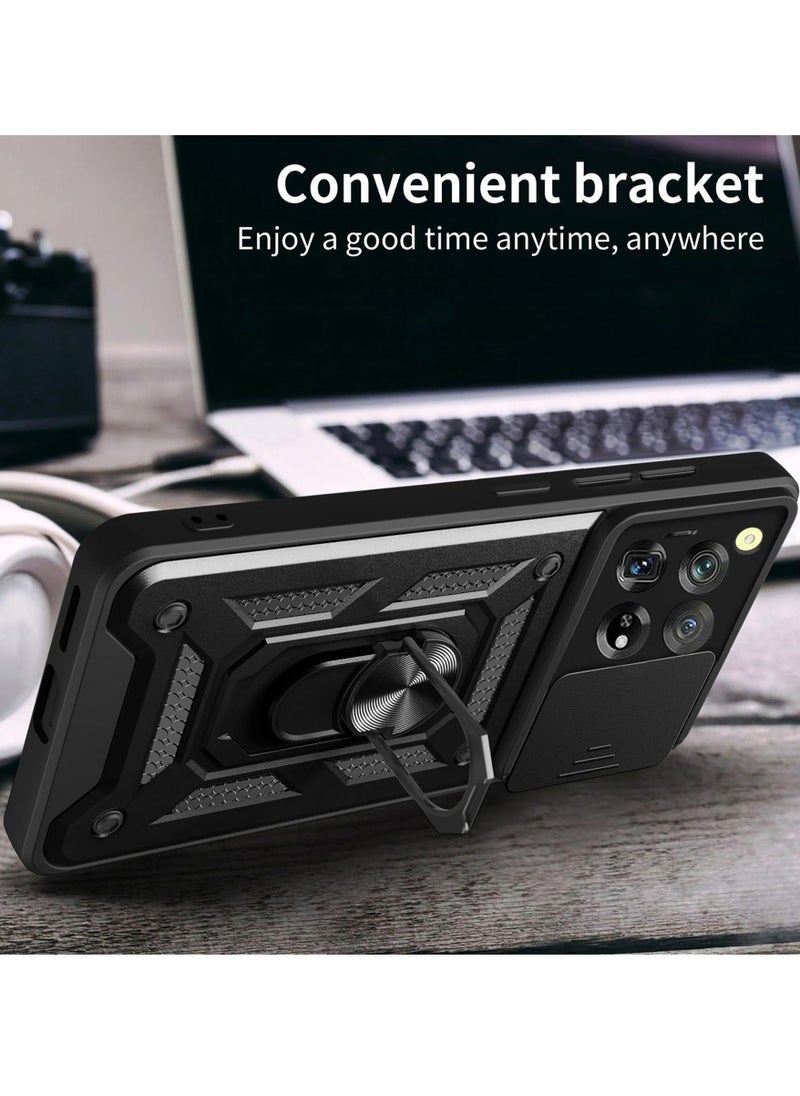 TEAM LUXURY OnePlus 12R 5G Case, Slide Camera Lens Cover + 360°Rotating Kickstand Ring + Support Magnetic Car Mount Shockproof Mobile Phone Case  - Image 4