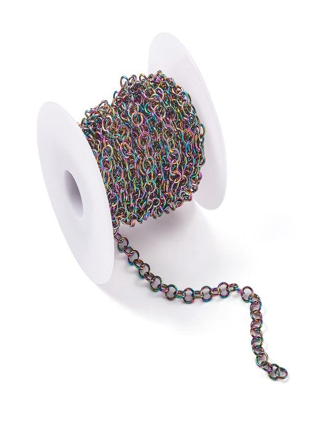 KISSITTY 5m Rainbow 304 Stainless Steel Rolo Chains Belcher Chain Colorful Link Jewelry Chains 5x5x0.9mm for Necklaces Bracelets Anklets Jewelry Making with Spool - Image 1