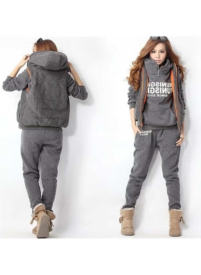 Barbora Daily Winter Stylish and Comfortable Triple Women's Tracksuit Set 119FUMEINDIGO8 - Image 2