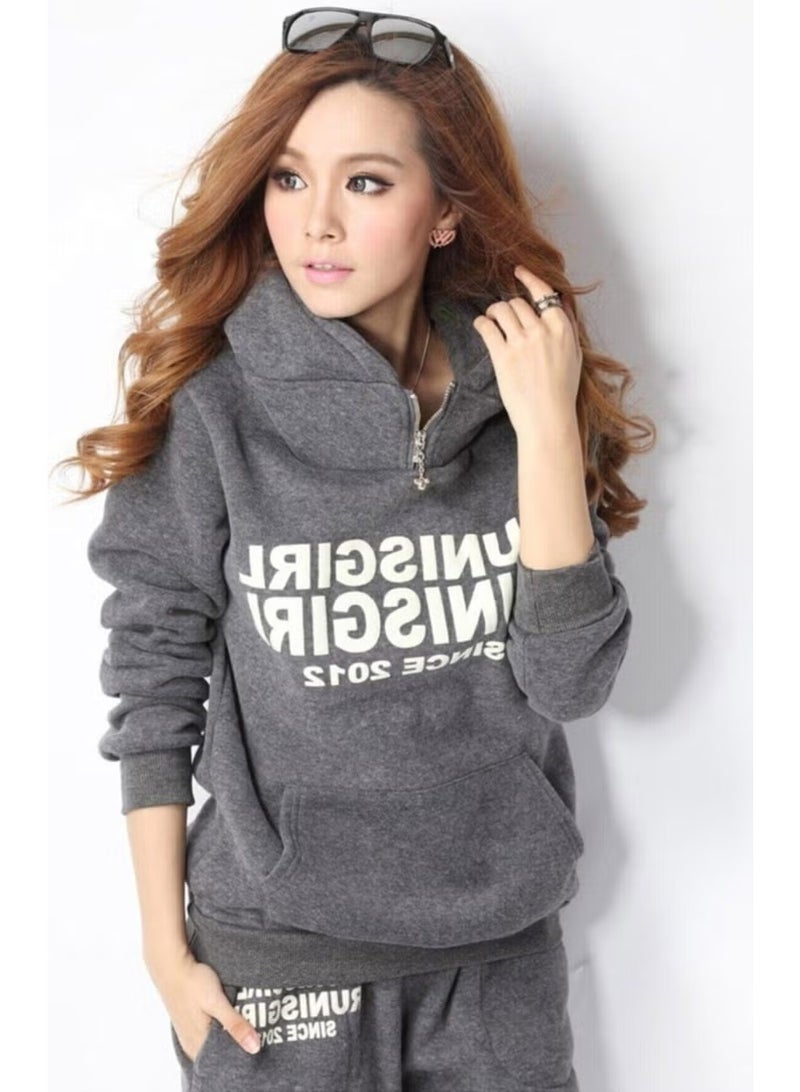Barbora Daily Winter Stylish and Comfortable Triple Women's Tracksuit Set 119FUMEINDIGO8 - Image 3