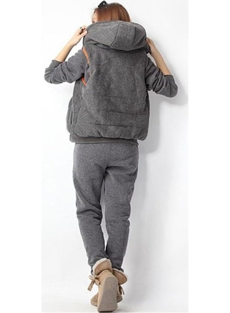 Barbora Daily Winter Stylish and Comfortable Triple Women's Tracksuit Set 119FUMEINDIGO8 - Image 4