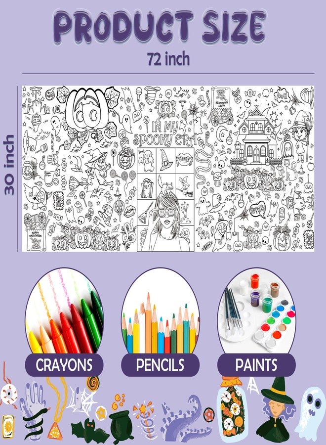 WPROICHD Halloween Giant Coloring Poster/Tablecloth - Halloween Crafts for Kids - 30 x 72 Inches Jumbo Coloring Banner Kids Games Gifts Activities Decor Party Favors | Merch for Girls - Image 2