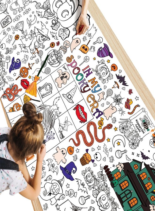 WPROICHD Halloween Giant Coloring Poster/Tablecloth - Halloween Crafts for Kids - 30 x 72 Inches Jumbo Coloring Banner Kids Games Gifts Activities Decor Party Favors | Merch for Girls - Image 1