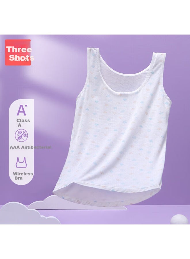 Threegun Kids Clothing A Class Antibacterial Breathable Mesh Girls' Tank Top 99331a0 White 140 - Image 1