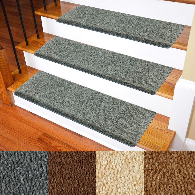 Patavin Carpet Stair Treads  NonSlip Bullnose Carpet for Stairs  Indoor Stair Pads  SelfAdhesive  Skid Resistant  Washable  14 Pack Grey 10 x 30x 13