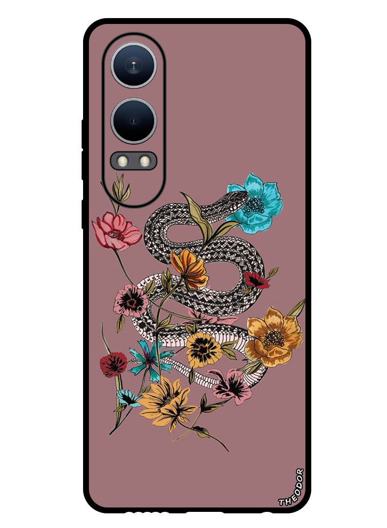 Theodor Protective Case Anti Scratch Shock Proof Bumper Cover For OnePlus Nord CE4 Lite Flower Snake  - Image 1