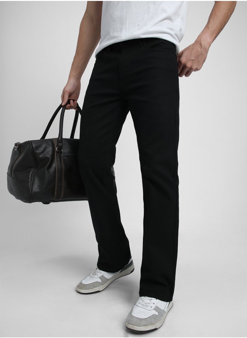 Dennis Lingo Bootcut Black Men's Jeans with Button & Zip Closure (Cotton Poly Stretch)  - Image 5