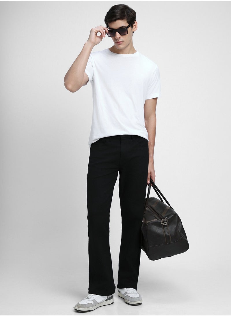 Dennis Lingo Bootcut Black Men's Jeans with Button & Zip Closure (Cotton Poly Stretch)  - Image 1