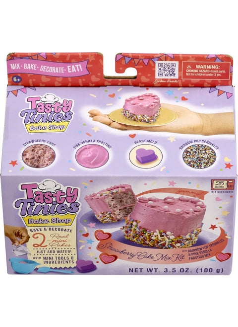Goliath Tasty Tinies Bake Shop Strawberry Cake Mix Kit with Rainbow Pop Sprinkles and Pink Vanilla Frosting Mix  Bake  Decorate 2 Real Mini Cakes  Includes Mini Tools  Ingredients  Ages 6