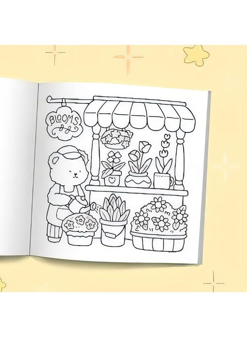 PAPERSAY COZY & CUTE Coloring Book - Relaxation in Comfortable Spaces with Adorable Goods for Adults & Teens,Cute Colouring Book with Easy and Simple Designs - Image 3