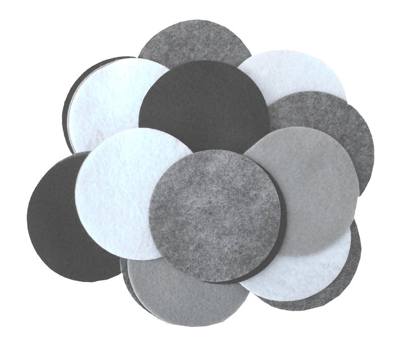 Playfully Ever After Black, Charcoal, Gray & White Craft Felt Circles (3 Inch - 30pc) - Image 1