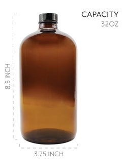 FUFU 32oz 2Pcs Amber Kombucha  Bottles  Boston Round Glass Bottles w Home Brewing  - Image 2