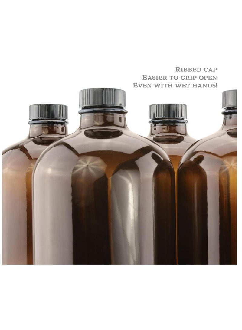 FUFU 32oz 2Pcs Amber Kombucha  Bottles  Boston Round Glass Bottles w Home Brewing - Image 5