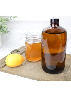 FUFU 32oz 2Pcs Amber Kombucha  Bottles  Boston Round Glass Bottles w Home Brewing  - Image 3