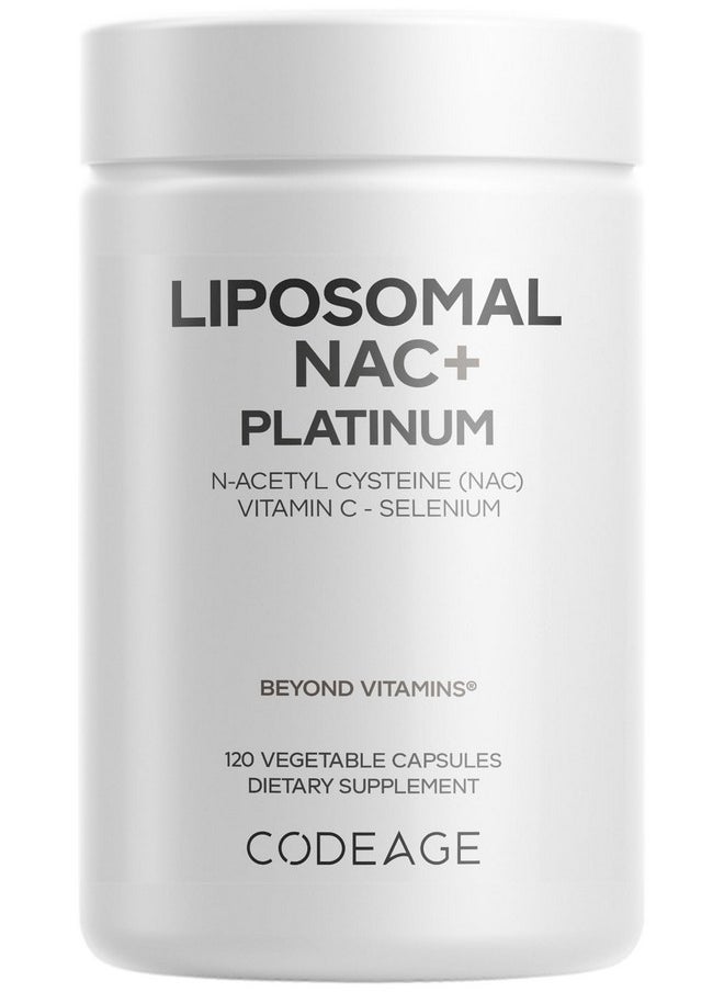 Codeage Codeage Liposomal NAC+ Platinum - N-Acetyl L-Cysteine, Vitamin C, Alpha Lipoic Acid, Selenium - 2-Month Supply - Helix Liposomal Delivery - Phospholipid - Non-GMO NAC Dietary Supplement - 120 Capsules  - Image 1
