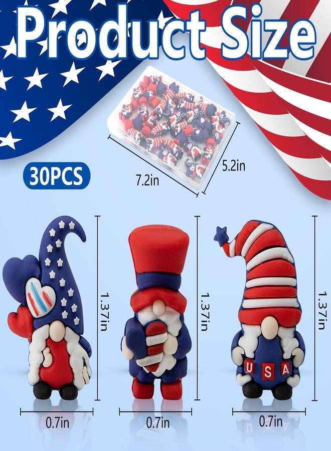 Watayo 30 Pcs 4th of July Mini Gnome Ornaments, Miniature Independence Day Patriotic Gnomes Decoration, Memorial Day Decor Stars and Stripes Gnomes Figurines for Party Gifts Home Table Decorations - Image 2