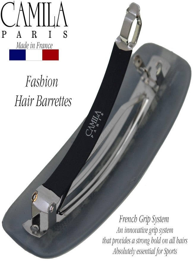 Camila Paris CP3441 French Hair Barrette Clip for Girls, Rubberized Automatic Clasp Strong Hold Grip Hair Clips for Women, No Slip and Durable Girls Hair Accessories, Made in France (Gray Blue) - Image 5