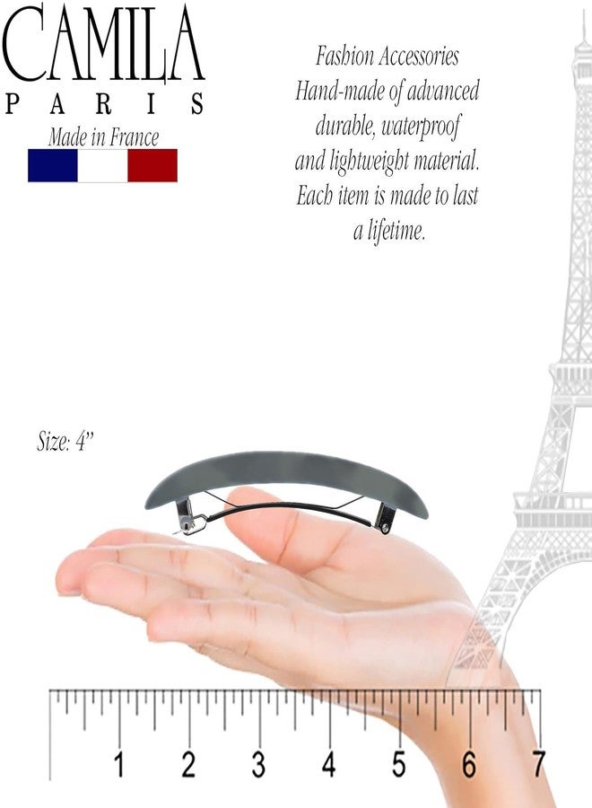 Camila Paris CP3441 French Hair Barrette Clip for Girls, Rubberized Automatic Clasp Strong Hold Grip Hair Clips for Women, No Slip and Durable Girls Hair Accessories, Made in France (Gray Blue) - Image 3