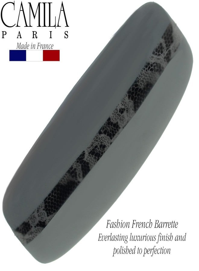 Camila Paris CP3441 French Hair Barrette Clip for Girls, Rubberized Automatic Clasp Strong Hold Grip Hair Clips for Women, No Slip and Durable Girls Hair Accessories, Made in France (Gray Blue) - Image 2