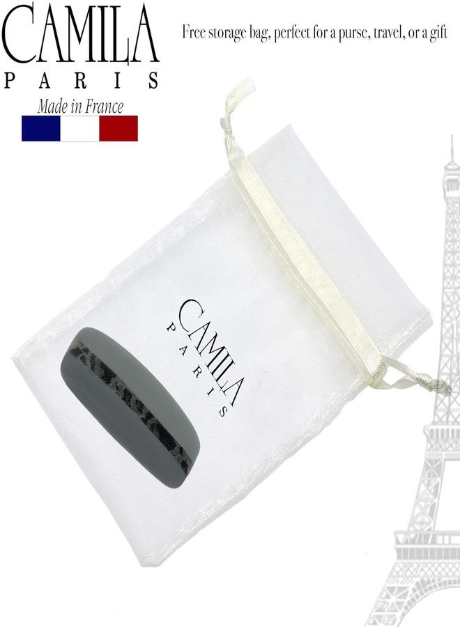 Camila Paris CP3441 French Hair Barrette Clip for Girls, Rubberized Automatic Clasp Strong Hold Grip Hair Clips for Women, No Slip and Durable Girls Hair Accessories, Made in France (Gray Blue) - Image 4
