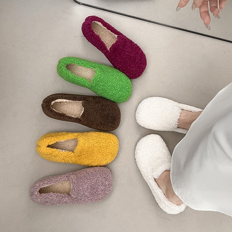 Women's Fleece-lined Furry Slip-on Loafer, Flat Sole - Image 1