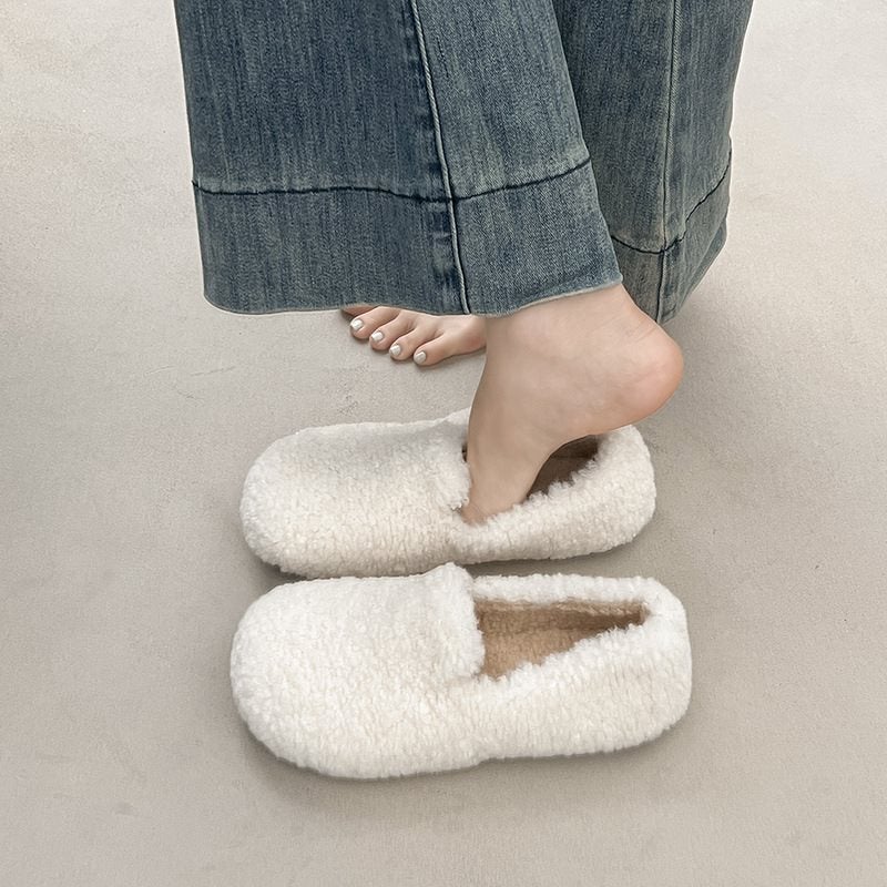 Women's Fleece-lined Furry Slip-on Loafer, Flat Sole - Image 2