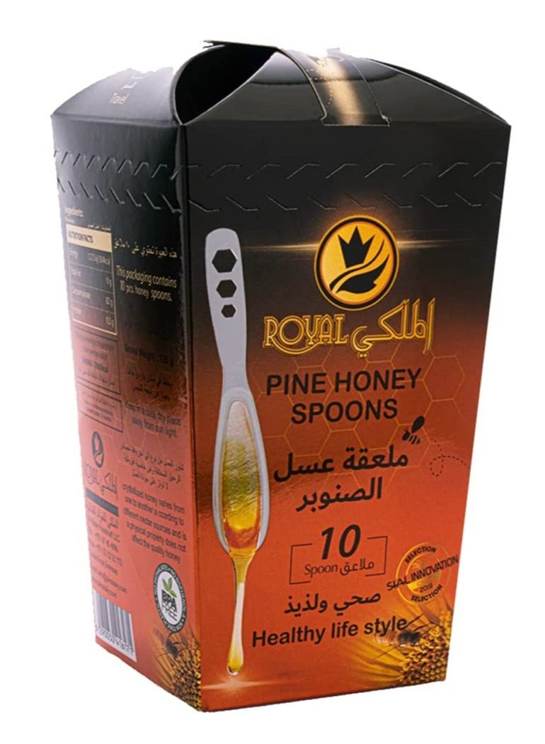 Al Malaky Royal Pure Pine Natural Honey Spoons Pack Of 10 - Image 1