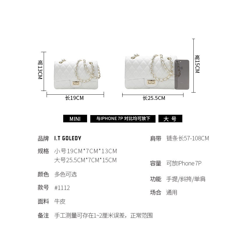 Hong Kong It Gdledy Genuine Goods Genuine Leather Classic All-Match Chain Bag Women'S Large Capacity Textured Shoulder Messenger Bag - Image 2