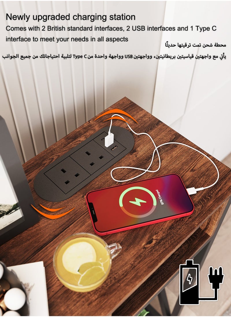 آن فش 100*30*90 سنتيمتر طاولة وحدة التحكم مع منفذ طاقة طاولة أريكة مع رف تخزين وطاولة مدخل للأريكة مدخل غرفة المعيشة  - Image 2