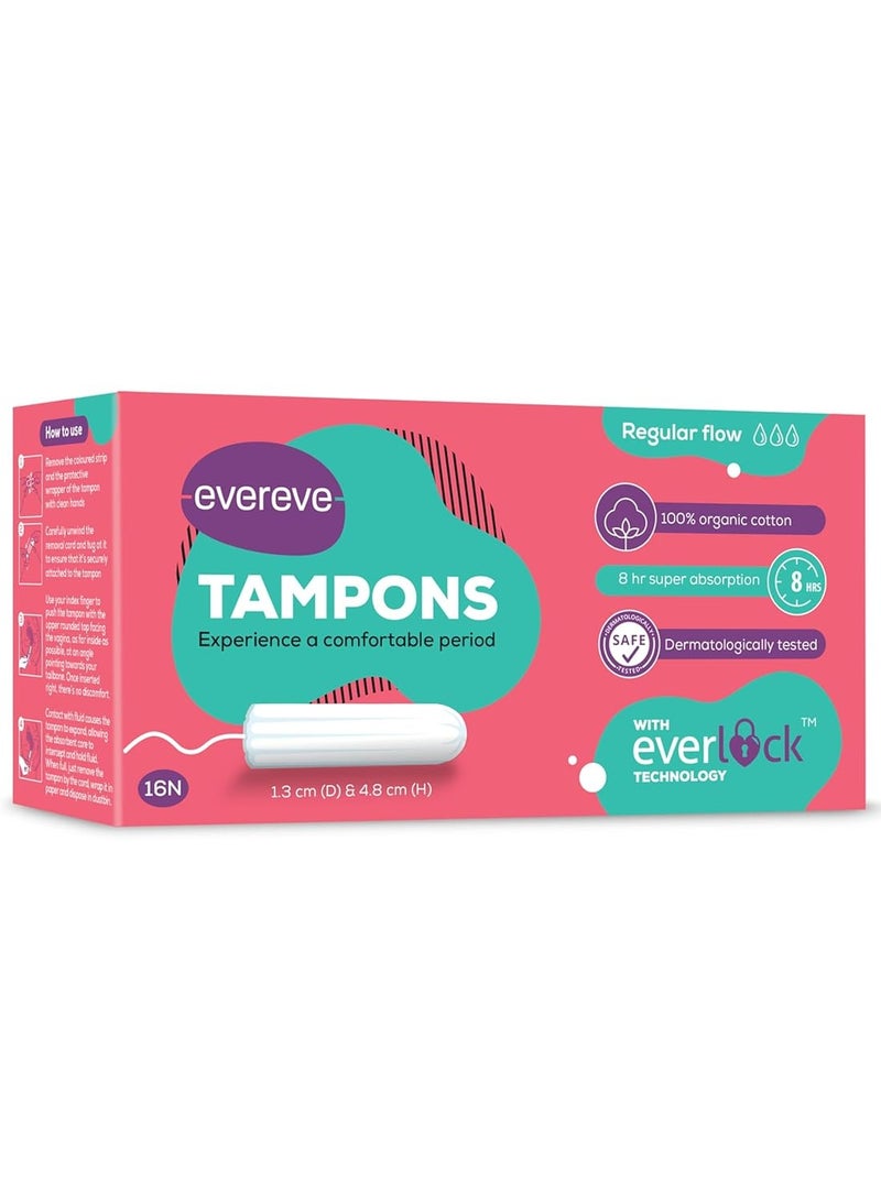 عشية أي وقت مضى سدادات قطنية عضوية 100%، لتدفق الحيض المنتظم، 16 قطعة، امتصاص فائق، آمنة، ناعمة ومريحة، فترات خالية من البقع، خالية من الطفح الجلدي، تمنع الرائحة، معتمدة من إدارة الغذاء والدواء - Image 1