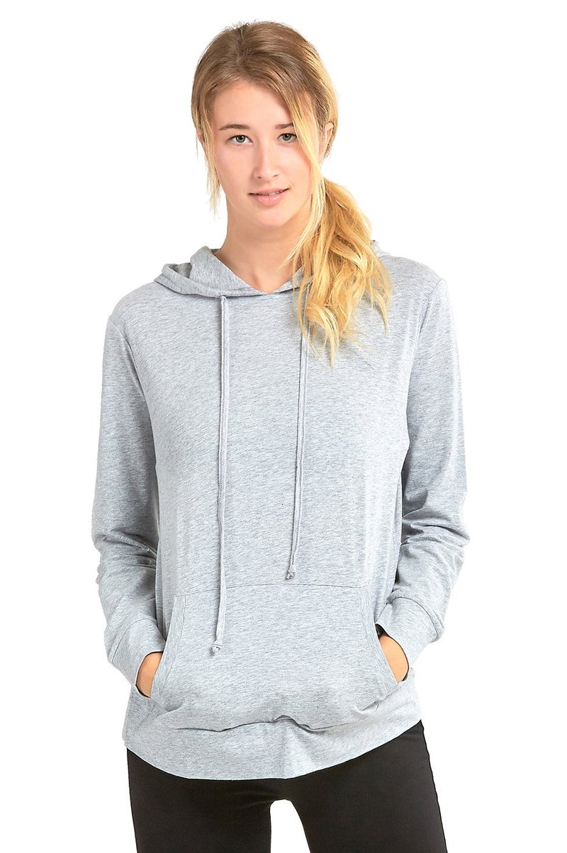 Sofra Women's Thin Cotton Pullover Hoodie Sweater (S, Heather Grey) - Image 5