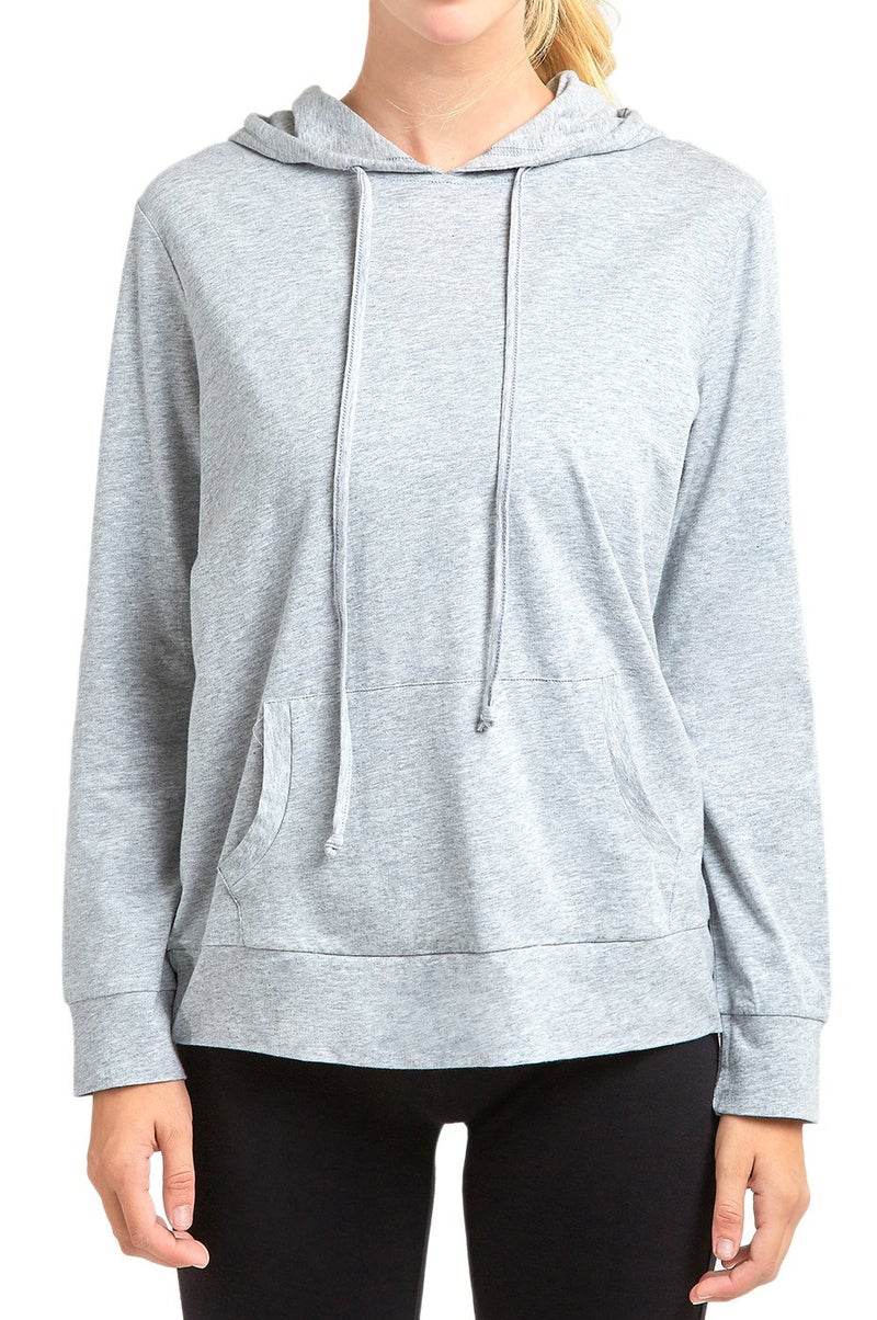 Sofra Women's Thin Cotton Pullover Hoodie Sweater (S, Heather Grey) - Image 4