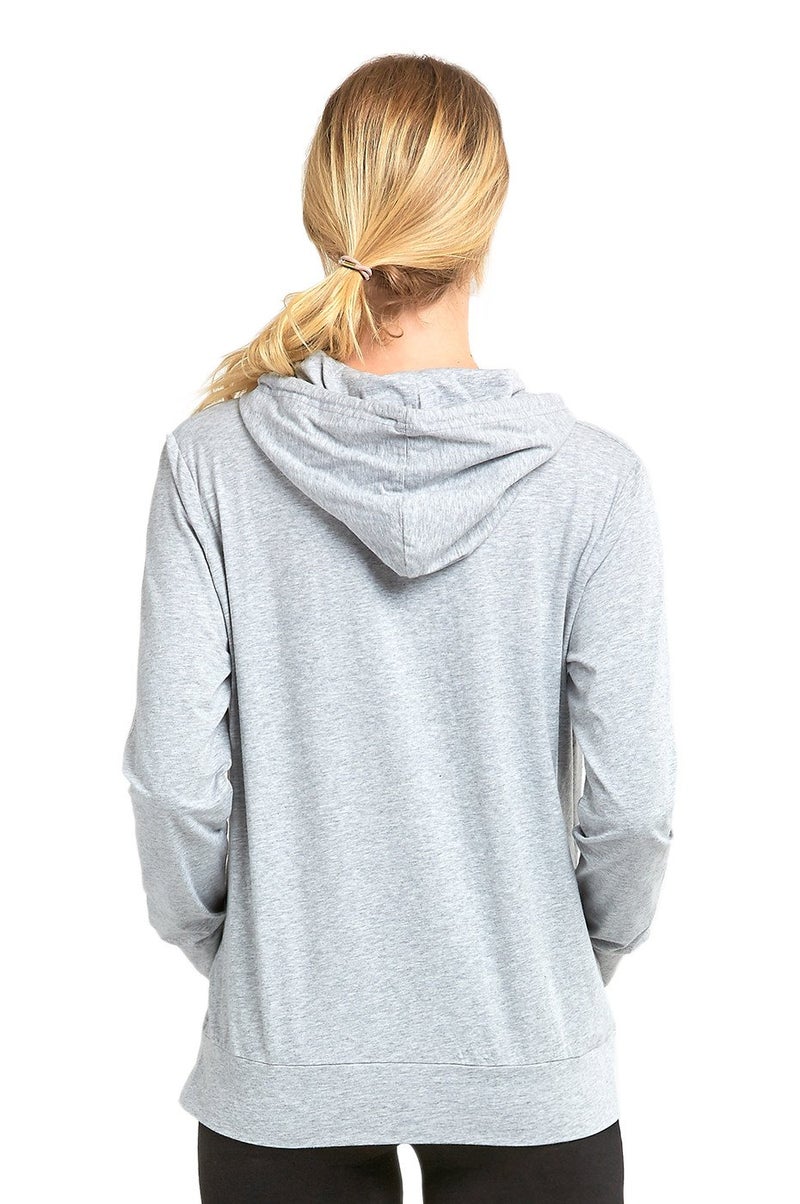 Sofra Women's Thin Cotton Pullover Hoodie Sweater (S, Heather Grey) - Image 2